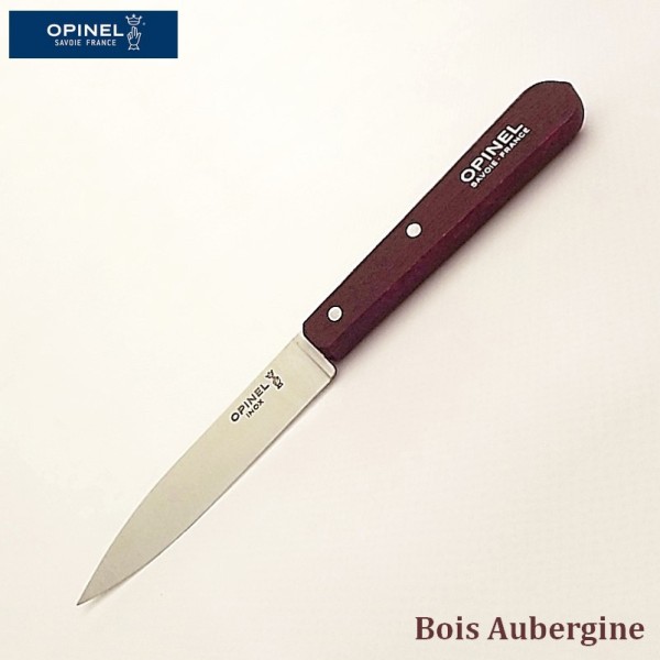 Opinel Couteau de cuisine sans dents bois aubergine vue 1