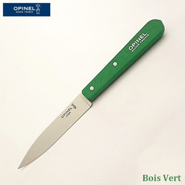 Opinel Couteau de cuisine sans dents bois vert vue 1