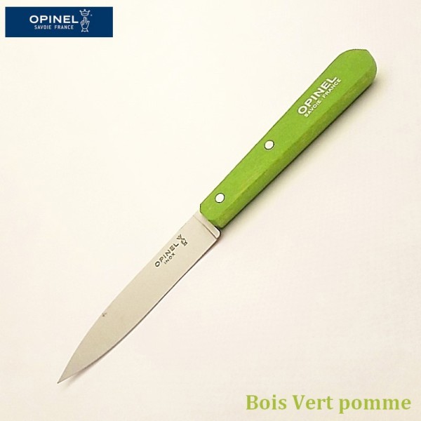 Opinel Couteau de cuisine sans dents bois vert pomme vue 1