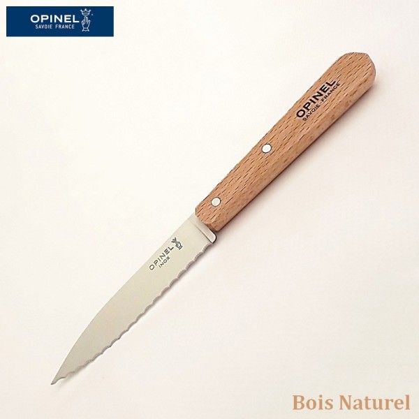 Opinel Couteau de cuisine cranté bois naturel vue 1