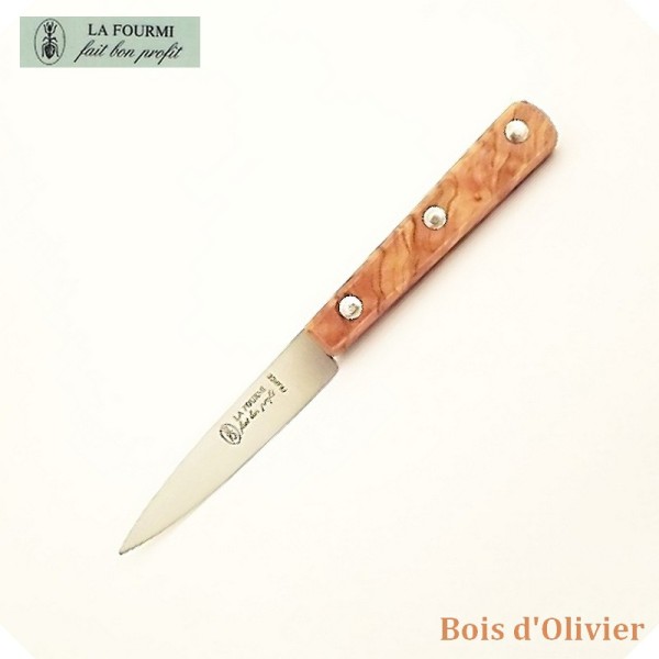 La Fourmi Couteau de Cuisine Lisse 8 cm - Bois d'olivier