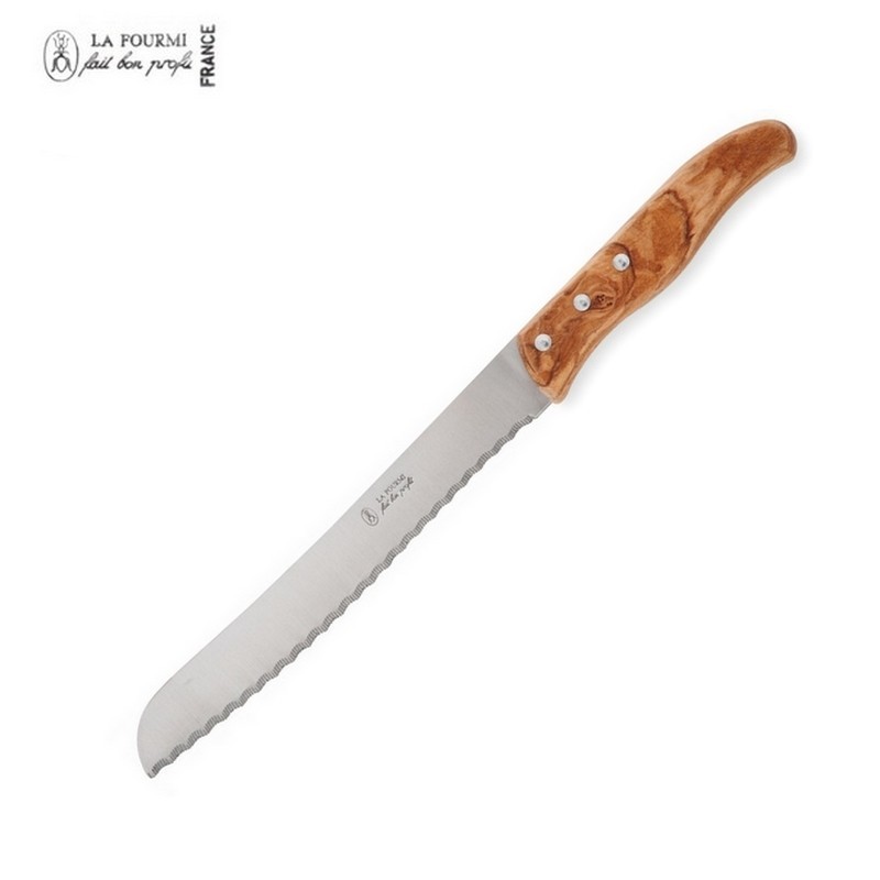 La Fourmi Couteau à pain 32 cm - Bois olivier