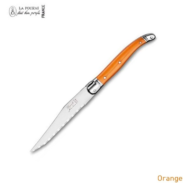 Laguiole par la fourmi couteau de table cranté - plastique orange